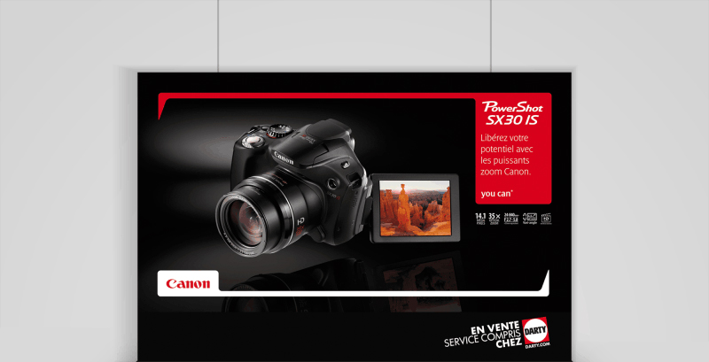 Canon : création de poster PLV chez Darty