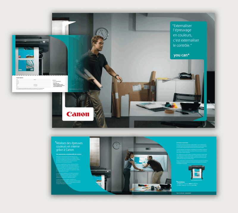 Canon : création de plaquette commerciale 4 pages